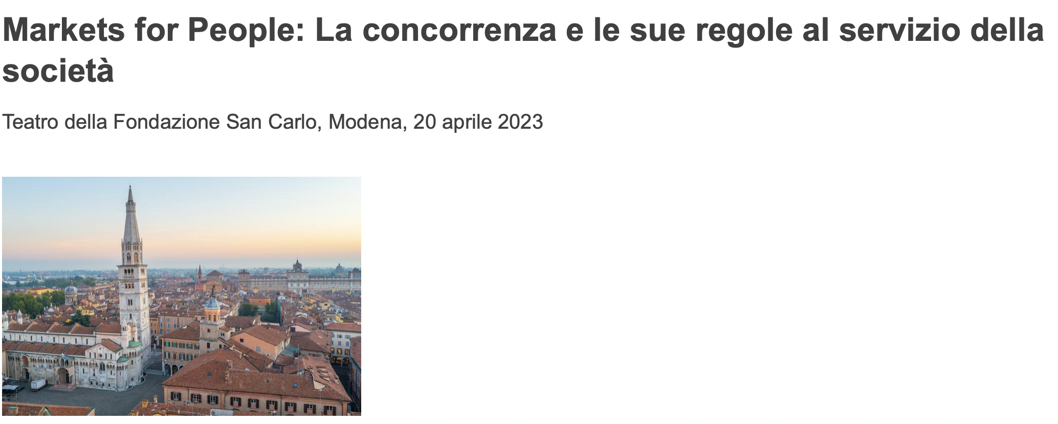 La concorrenza e le sue regole al servizio della società